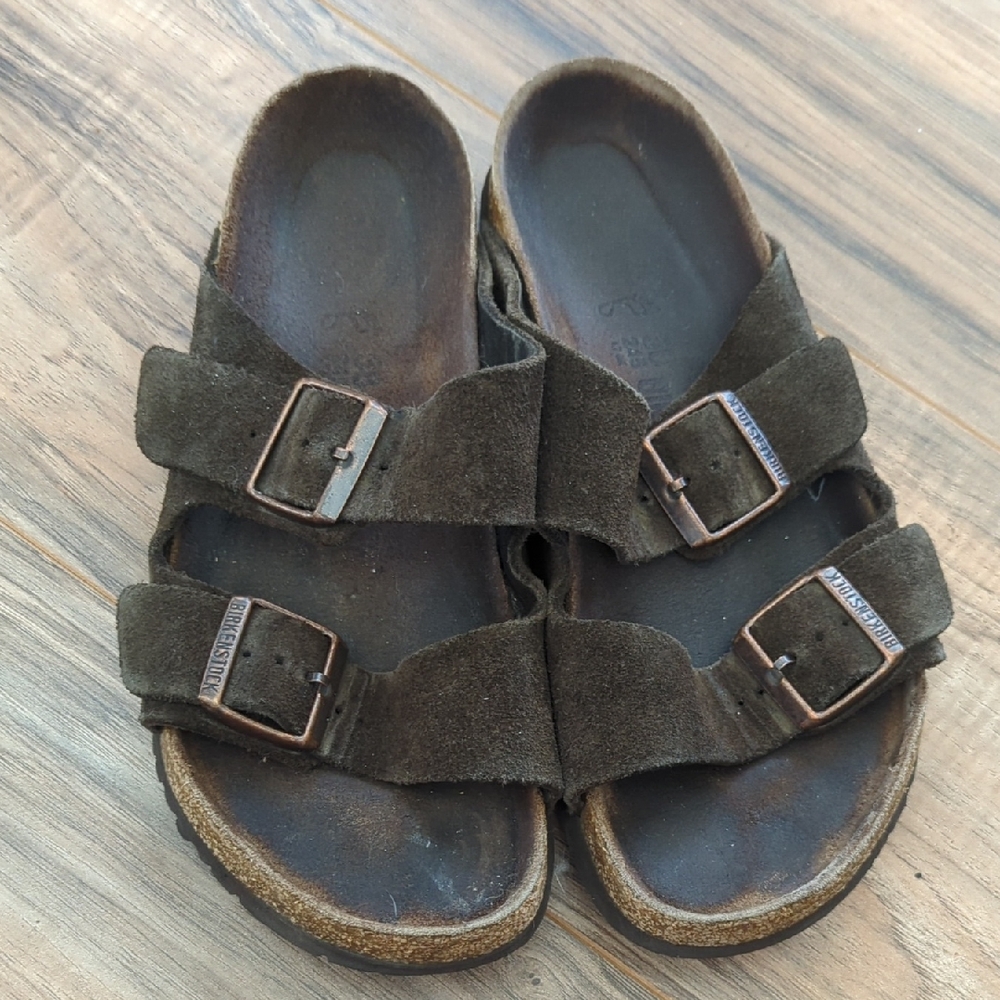 Birkenstock Brown Suede Two-Strap Arizona Sandals